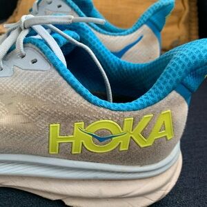 Hoka Athletic Shoes in Blue and Lime